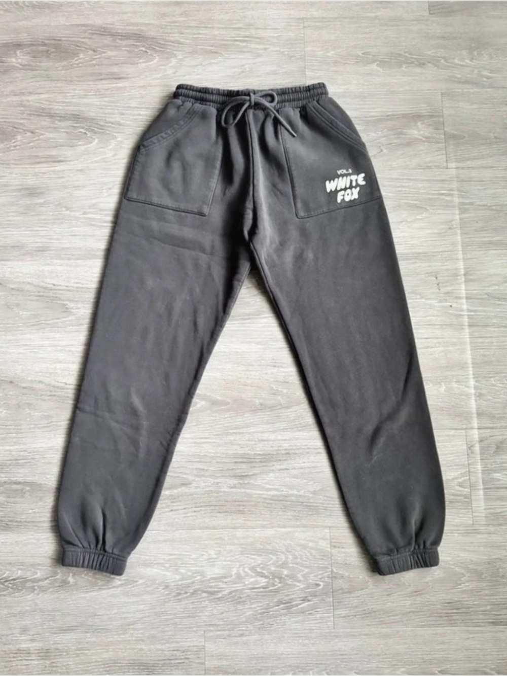 White Fox Boutique Dark Grey Vol 3. Drawstring Joggers with Logo